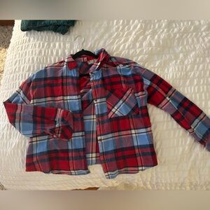 Red and Blue Plaid Flannel Shirt